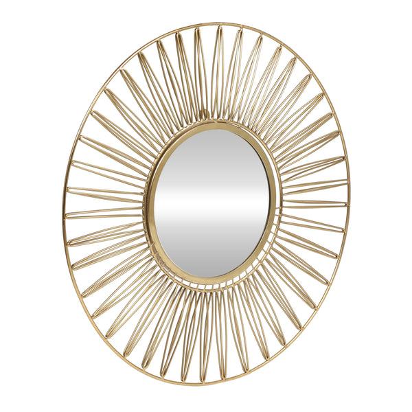 gdf studio Ximen Modern Glam Handcrafted Round Sun Wall Mirror Gold