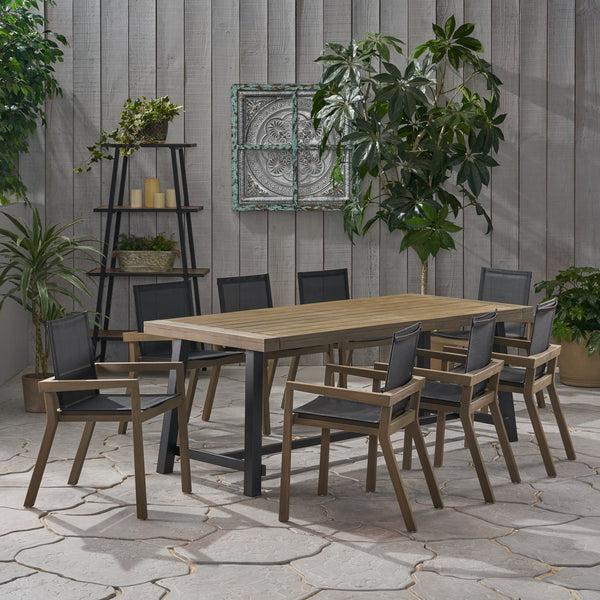 Gdf Studio Ximena Outdoor Acacia Wood 8 Seater Dining Set