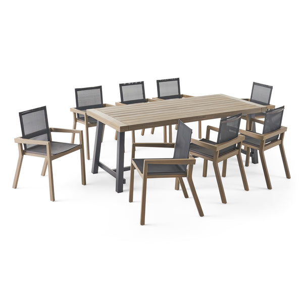 gdf studio Ximena Outdoor Acacia Wood 8 Seater Dining Set