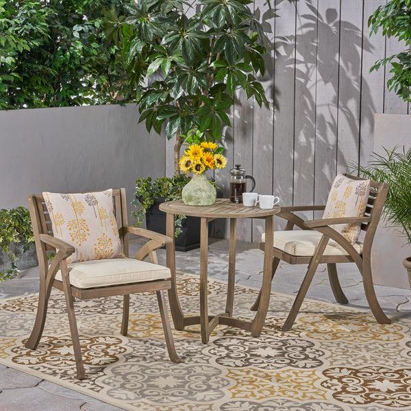 Gdf Studio Yakub Outdoor 2-Seater Acacia Wood Bistro Set