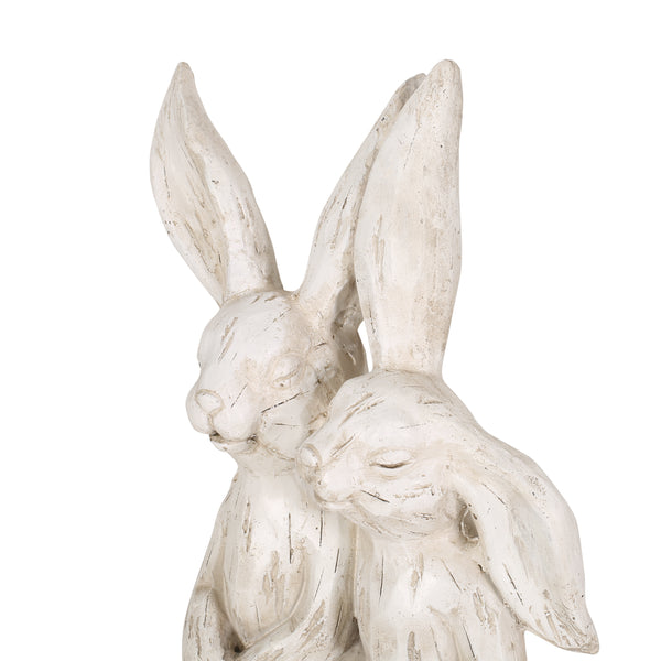 Gdf Studio Yantic Outdoor Rabbit Couple Garden Statue White