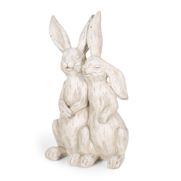 gdf studio Yantic Outdoor Rabbit Couple Garden Statue White