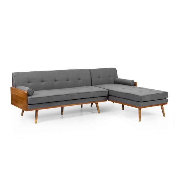 Gdf Studio Yaretsi Mid-Century Modern Fabric Chaise Sectional