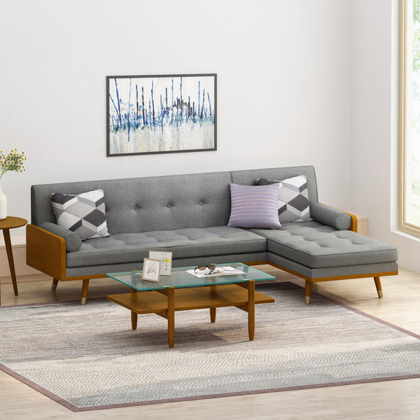 gdf studio Yaretsi Mid-Century Modern Fabric Chaise Sectional