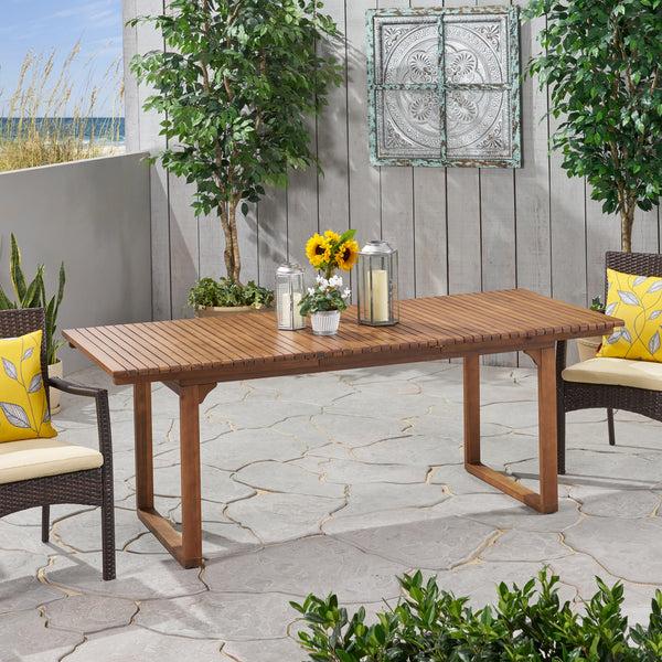 Gdf Studio Yilia Outdoor Expandable Acacia Wood Dining Table