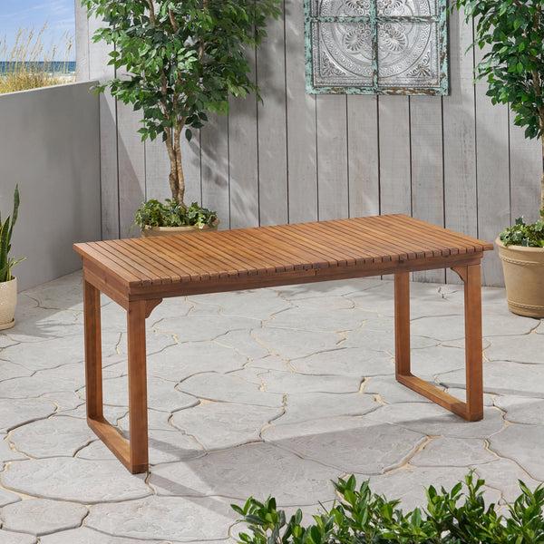 Gdf Studio Yilia Outdoor Expandable Acacia Wood Dining Table