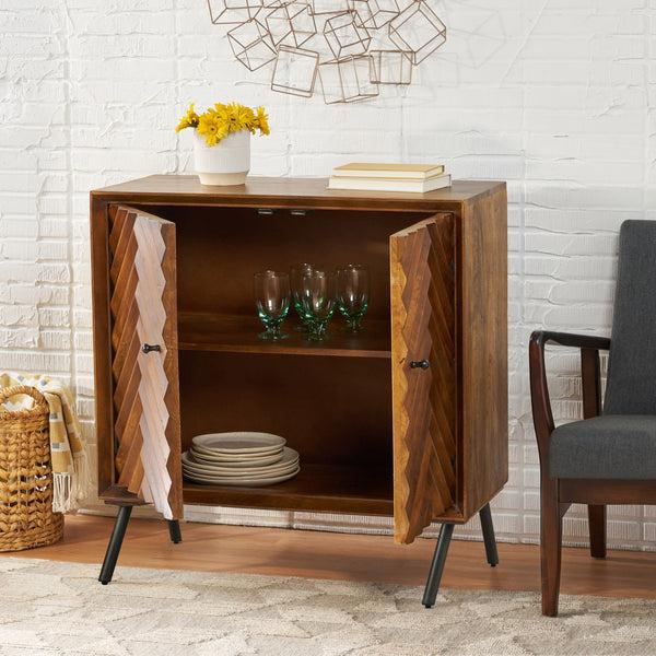 Gdf Studio Yordani Mid-Century Modern Handcrafted Mango Wood Sideboard