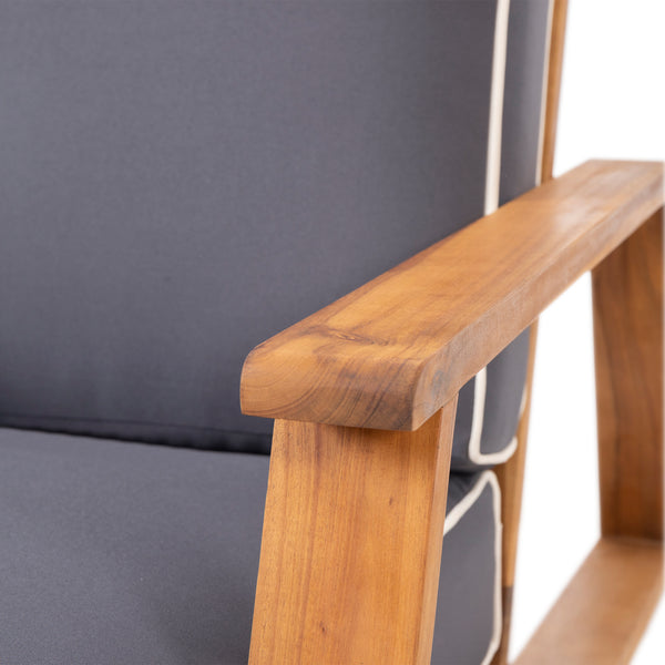 Gdf Studio Youssef Outdoor Acacia Wood Club Chair With Cushion