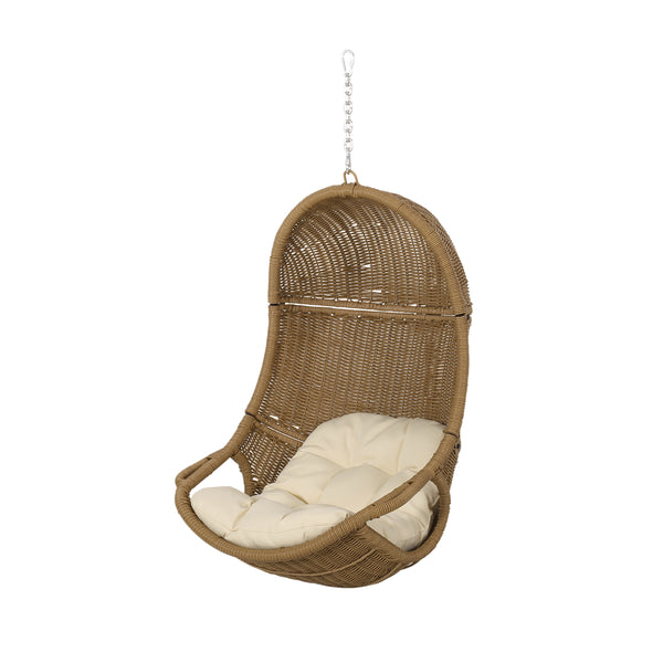 Gdf Studio Yukon Outdoor Wicker Hanging Basket Chair With Cushions