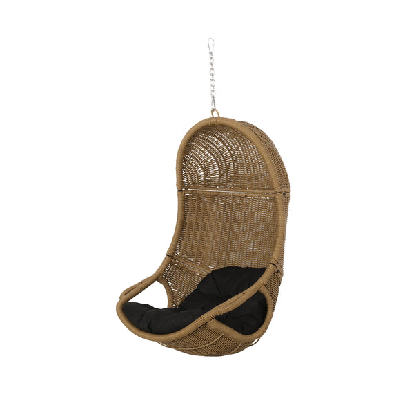 gdf studio Yukon Outdoor Wicker Hanging Basket Chair with Cushions