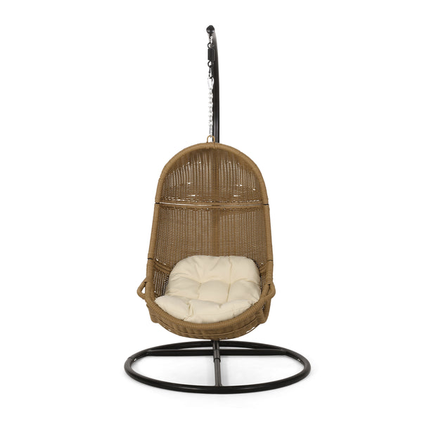 Gdf Studio Yukon Outdoor Wicker Hanging Nest Chair With Stand