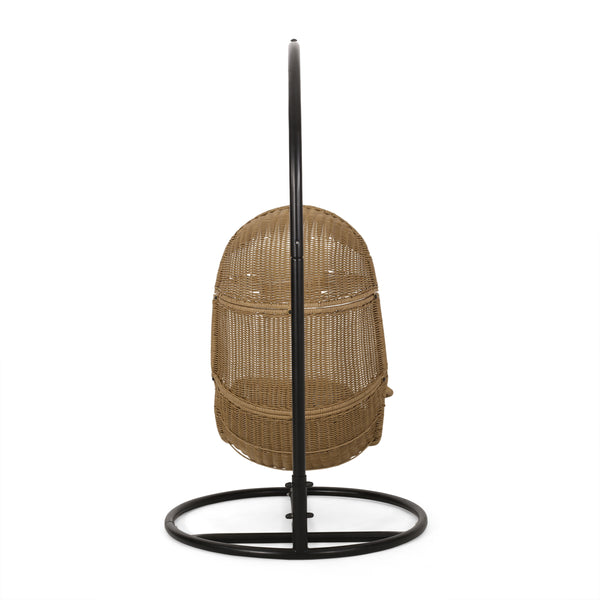 Gdf Studio Yukon Outdoor Wicker Hanging Nest Chair With Stand