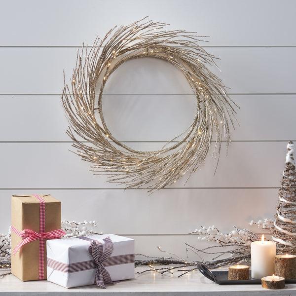 Gdf Studio Yulani 24" Pre-lit Warm White LED Artificial Christmas Wreath