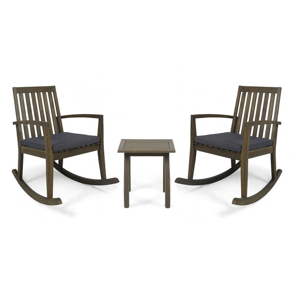 gdf studio Yvonne Outdoor Acacia Wood Rocking Chair Chat Set