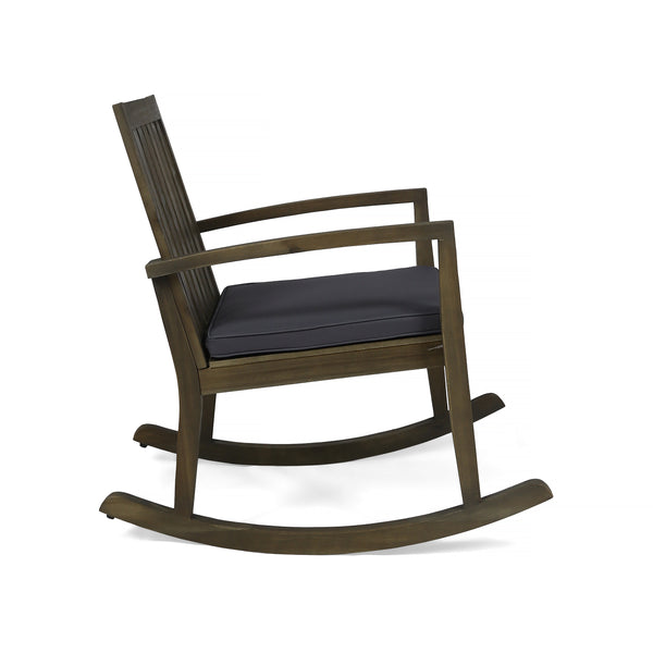 Gdf Studio Yvonne Outdoor Acacia Wood Rocking Chair With Water-Resistant Cushions
