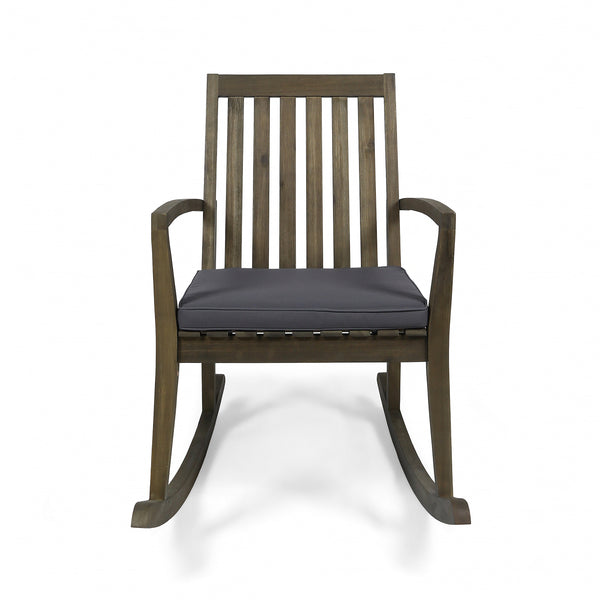 gdf studio Yvonne Outdoor Acacia Wood Rocking Chair with Water-Resistant Cushions