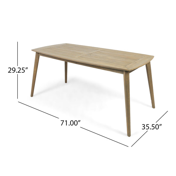 Gdf Studio Zack Outdoor 7 Piece Acacia Wood Dining Set Gray Finish