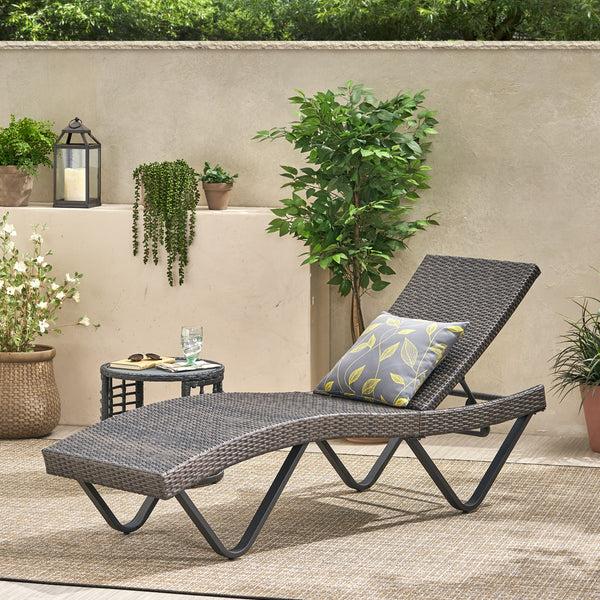 Gdf Studio Zanna Outdoor Gray Wicker Adjustable Chaise Lounge