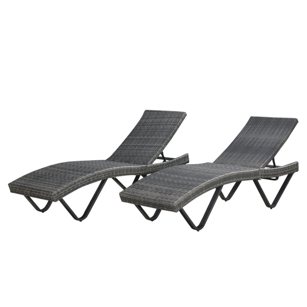 Gdf Studio Zanna Outdoor Gray Wicker Adjustable Chaise Lounge