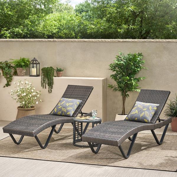 Gdf Studio Zanna Outdoor Gray Wicker Adjustable Chaise Lounge