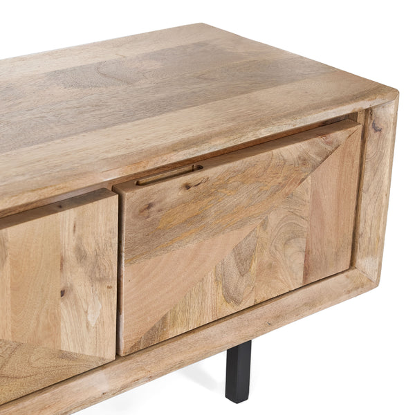 Gdf Studio Zanya Handcrafted Boho 3-Drawer Wood TV Stand