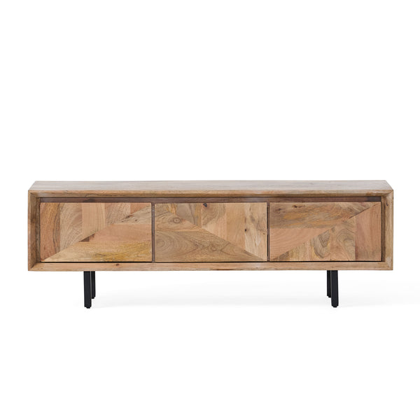 gdf studio Zanya Handcrafted Boho 3-Drawer Wood TV Stand
