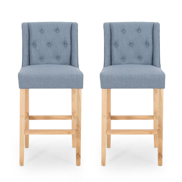 gdf studio Zaydrian Button Tufted Fabric Wingback Bar Stool (Set of 2)