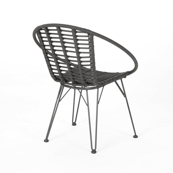 Gdf Studio Zeferino Outdoor Modern Boho 2 Seater Wicker Chat Set With Side Table