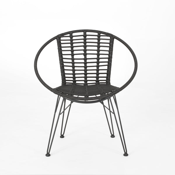 Gdf Studio Zeferino Outdoor Modern Boho 2 Seater Wicker Chat Set With Side Table