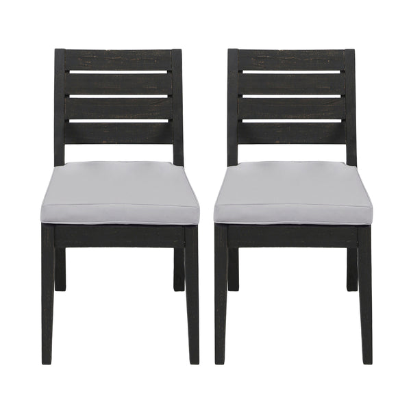 gdf studio Zeila Outdoor Acacia Wood Dining Chair with Cushions Set of 2