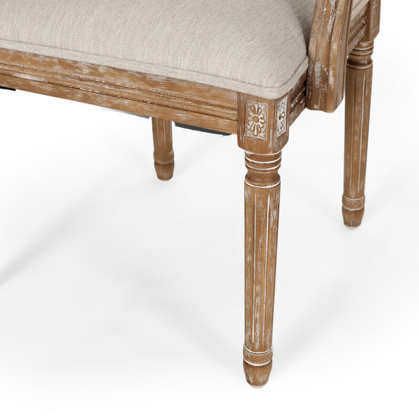 Gdf Studio Zentner French Country Fabric Upholstered Wood And Cane 5 Piece Expandable Dining Set