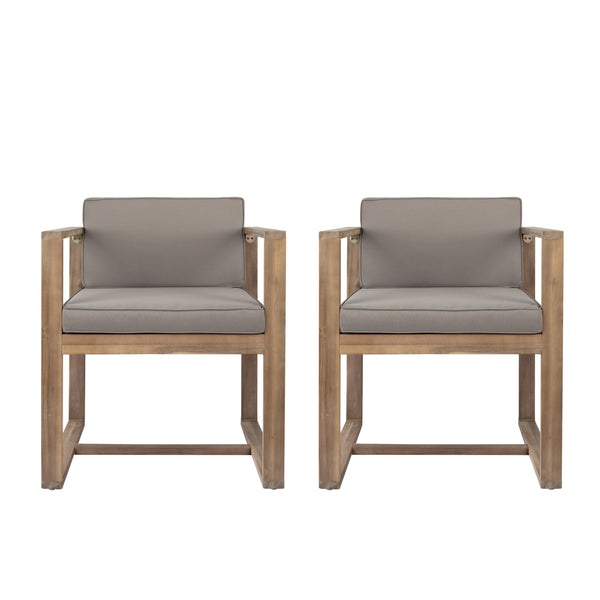 gdf studio Zephyra Modern Outdoor Patio Acacia Wood Dining Chairs with Cushions
