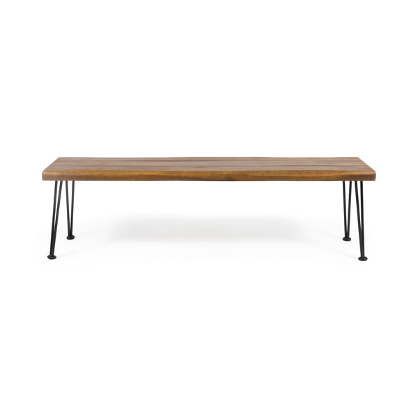 Gdf Studio Zephyra Outdoor Modern Industrial 3 Piece Acacia Wood Picnic Dining Set With Metal Hairpin Legs