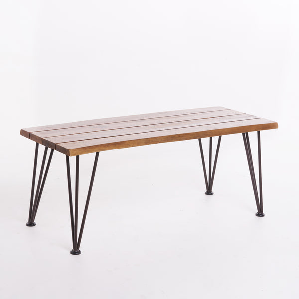 Gdf Studio Zephyra Outdoor Rustic Finished Iron & Acacia Wood Coffee Table