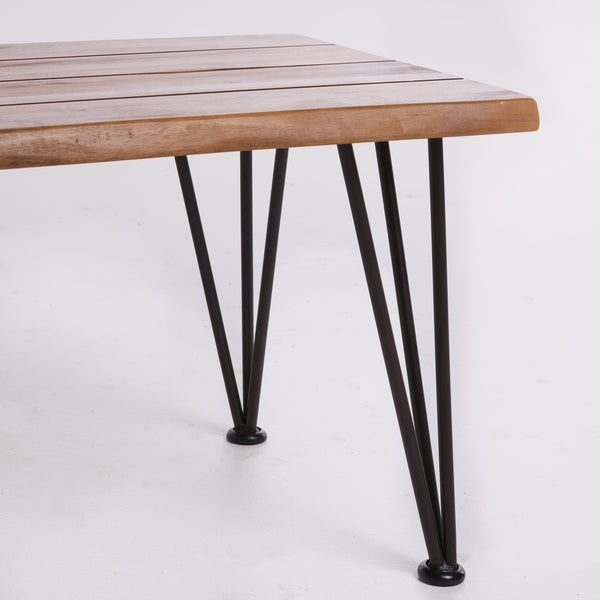 Gdf Studio Zephyra Outdoor Rustic Finished Iron & Acacia Wood Coffee Table