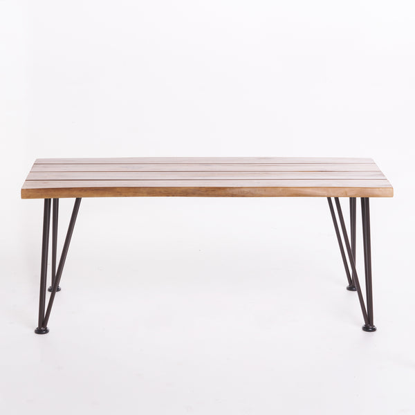 gdf studio Zephyra Outdoor Rustic Finished Iron & Acacia Wood Coffee Table