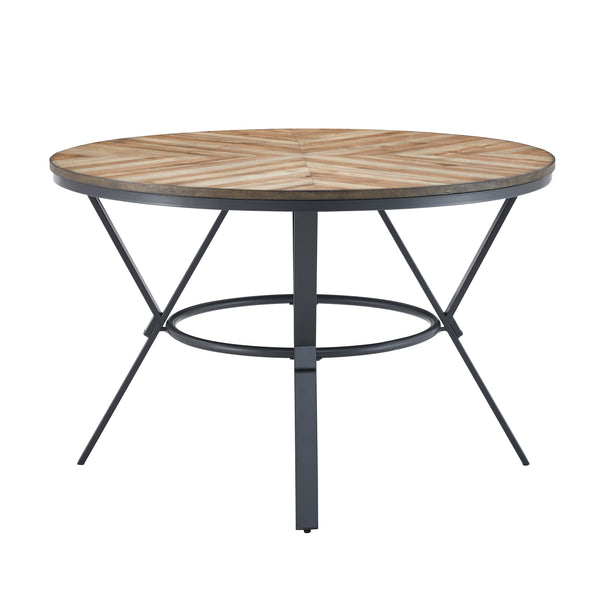 gdf studio Zestia Modern Round Wood Dining Table Light Birch + Black