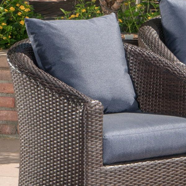 Gdf Studio Zippa Outdoor 5 Piece Wicker Swivel Club Chair Fire Pit Chat Set
