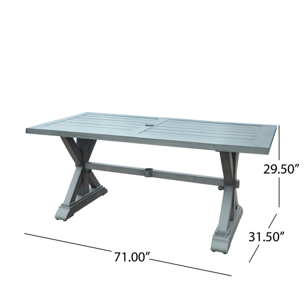 Gdf Studio Zoey Outdoor Modern 6 Seater Aluminum Dining Set With Dining Bench