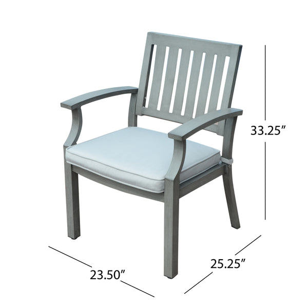 Gdf Studio Zoey Outdoor Modern Aluminum Dining Chair With Cushion (Set Of 2)