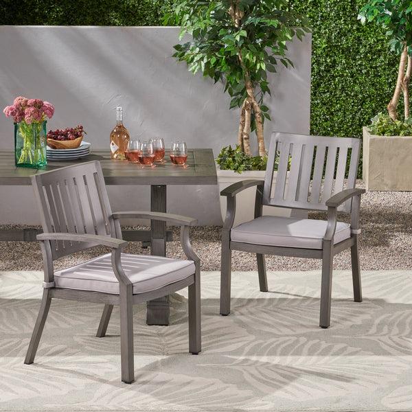 Gdf Studio Zoey Outdoor Modern Aluminum Dining Chair With Cushion (Set Of 2)