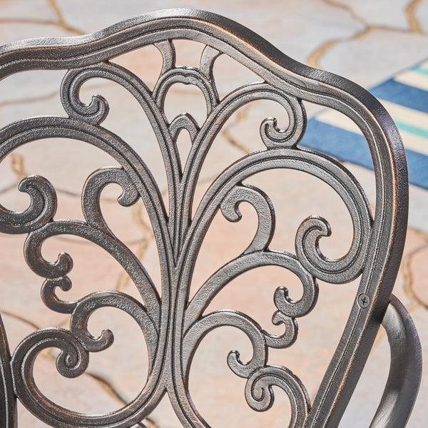 Gdf Studio Zona Outdoor 5 Piece Cast Aluminum Dining Set Shiny Copper