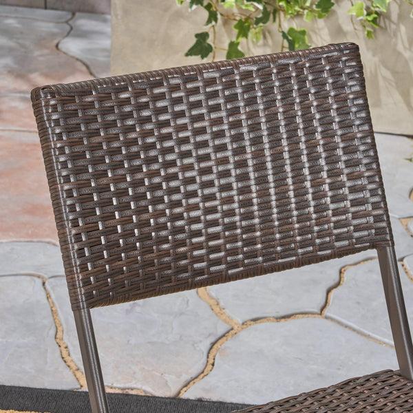Gdf Studio Zora Outdoor 7 Piece Foldable Wicker Dining Set Multi Brown