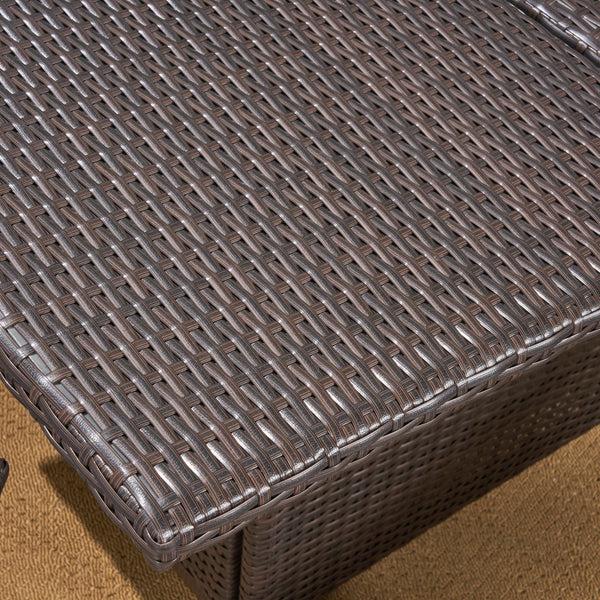 Gdf Studio Zora Outdoor 7 Piece Foldable Wicker Dining Set Multi Brown