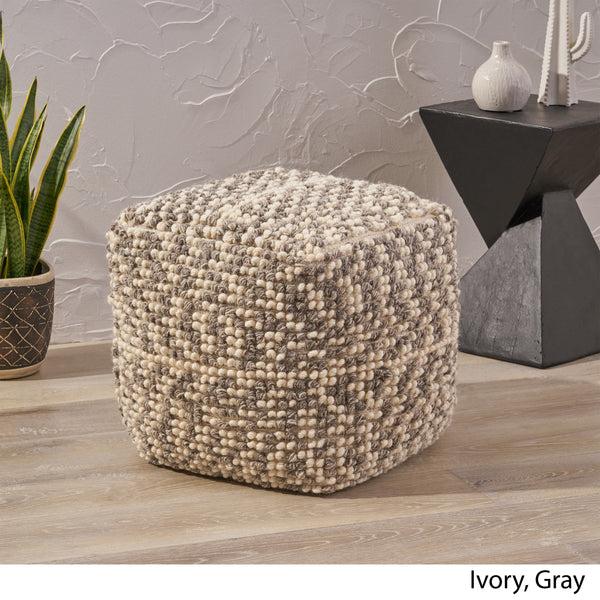 Gdf Studio Zoriah Boho Wool And Cotton Ottoman Pouf