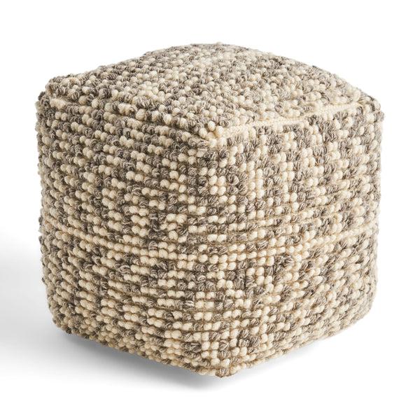 gdf studio Zoriah Boho Wool and Cotton Ottoman Pouf