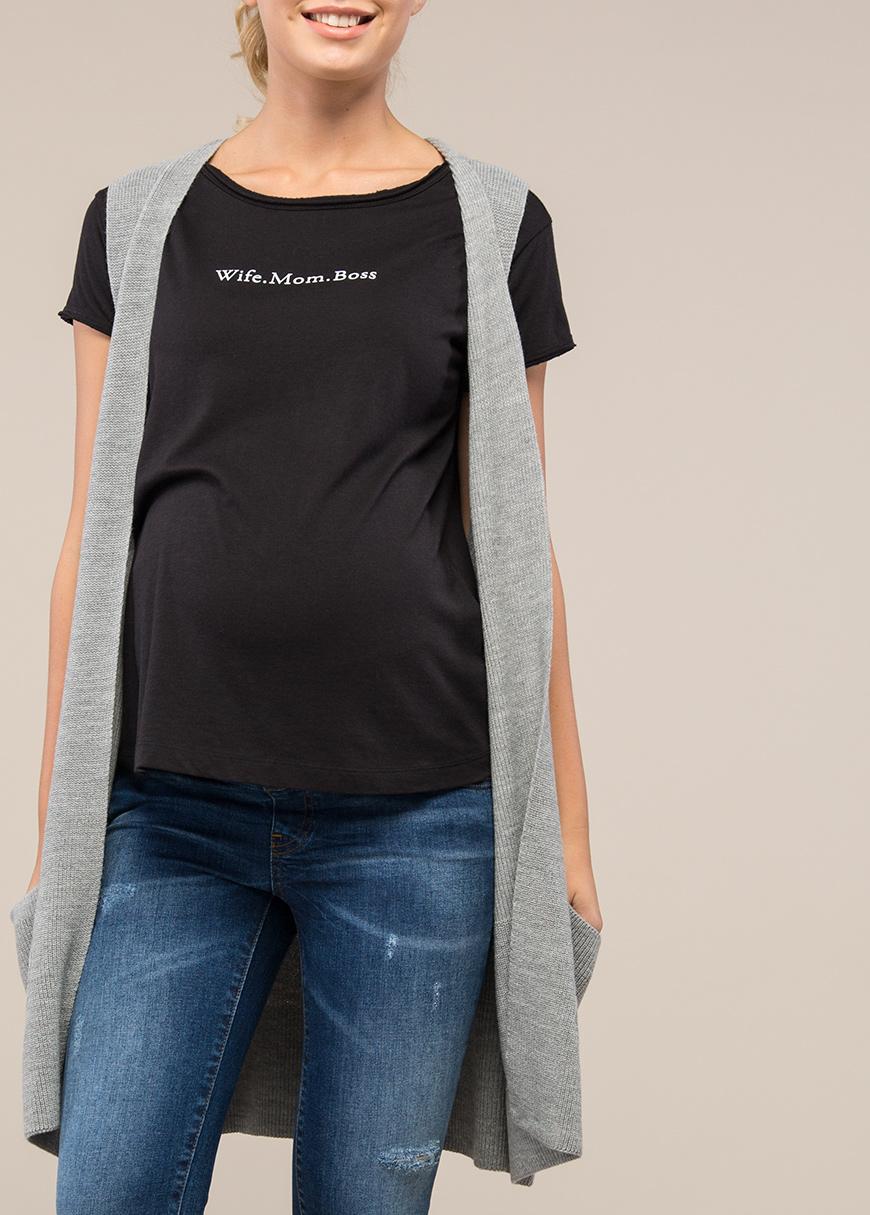 Gebe Maternity Cardigan For Pregnancy (zero Sleeve) Black (006)