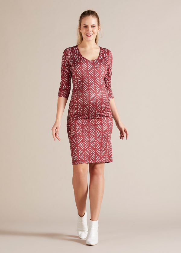 gebe maternity Dress for Pregnancy Tile Geometric (B18)