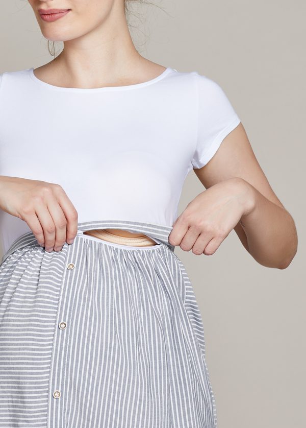 Gebe Maternity Dress For Pregnancy Grey B106)