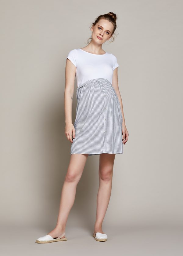 Gebe Maternity Dress For Pregnancy Grey B106)
